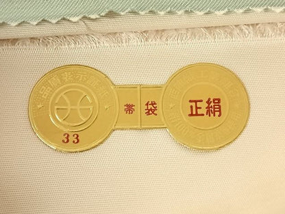 平和屋着物◎西陣　六通柄袋帯　唐織　舞花文　銀糸　証紙付き　正絹　逸品　AABN3128dk