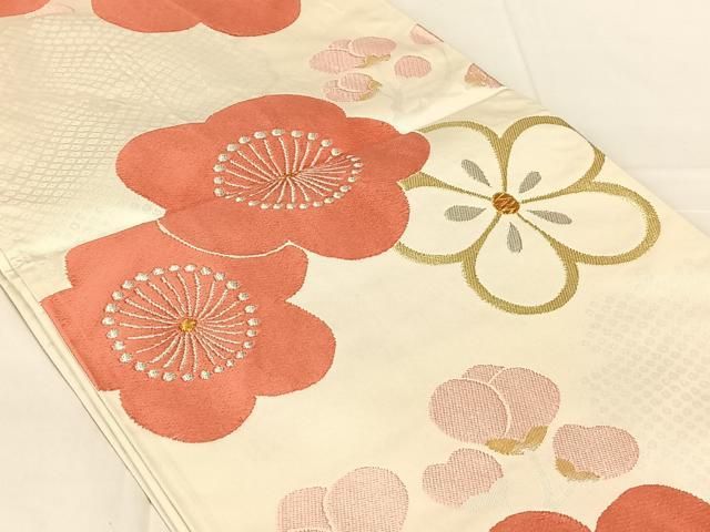 平和屋着物◎六通柄袋帯　舞梅文　金銀糸　正絹　逸品　AABN3129dk