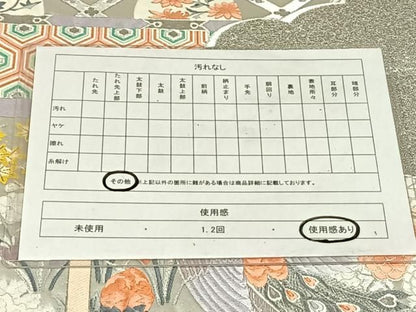 平和屋着物◎六通柄袋帯　唐織　孔雀花丸文　銀糸　正絹　逸品　AABN3131dk
