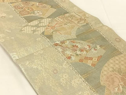 平和屋着物◎佐賀錦　六通柄袋帯　地紙花鳥文　金銀糸　正絹　逸品　AABN3132dk
