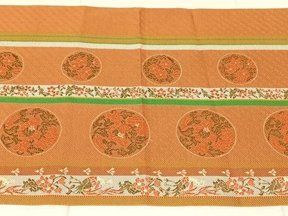 平和屋着物◎本場筑前博多織　八寸名古屋帯　花丸文　正絹　逸品　AABN3139dk