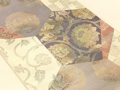 平和屋着物◎西陣の名門織元　いづくら謹製　六通柄袋帯　花鳥丸文　金糸　正絹　逸品　AABN3140dk
