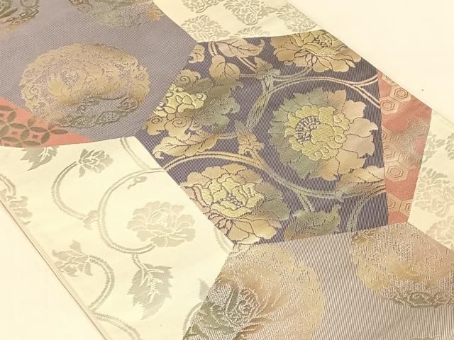 平和屋着物◎西陣の名門織元　いづくら謹製　六通柄袋帯　花鳥丸文　金糸　正絹　逸品　AABN3140dk