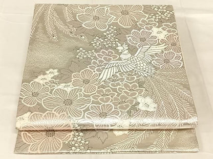 平和屋着物◎六通柄袋帯　プラチナ箔　景年鳳凰文　正絹　逸品　AABN3147dk