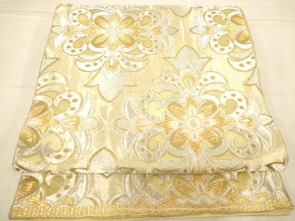 平和屋着物◎西陣　服部織物謹製　六通柄袋帯　花菱文　金銀糸　正絹　逸品　AABN3244ps