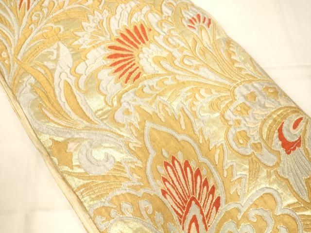 平和屋着物◎六通柄袋帯　更紗花文　金銀糸　正絹　逸品　AABN3249ps