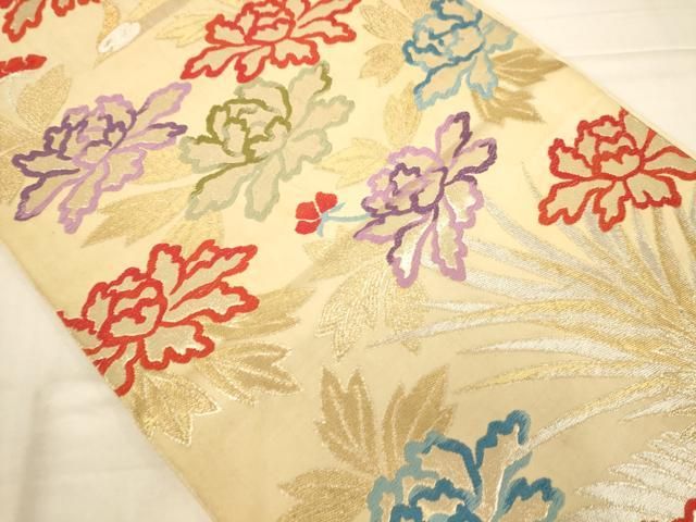 平和屋着物◎六通柄袋帯　唐織　花鳥文　金銀糸　正絹　逸品　AABN3253ps