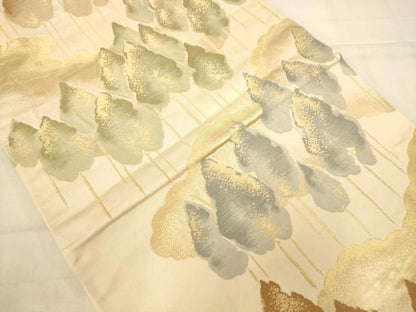 平和屋着物◎六通柄袋帯　樹林文　金糸　正絹　逸品　AABN3254ps