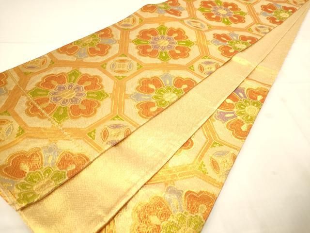 平和屋着物◎佐賀錦　六通柄袋帯　蜀江花文　金糸　正絹　逸品　AABN3259ps