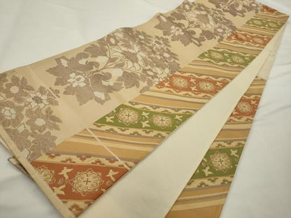 平和屋着物◎六通柄袋帯　切嵌花鳥文　金糸　正絹　逸品　AABN3287ps