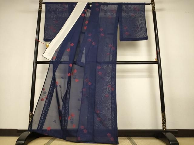 平和屋着物＊夏物　小紋　紗　草花文　正絹　逸品　AABN3367jd
