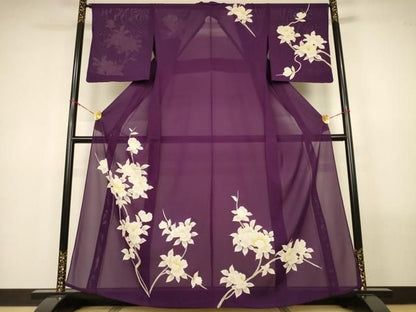 平和屋着物＊夏物　訪問着　絽　枝花文　正絹　逸品　AABN3371jd