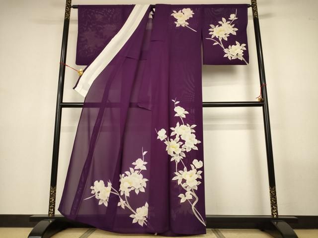平和屋着物＊夏物　訪問着　絽　枝花文　正絹　逸品　AABN3371jd