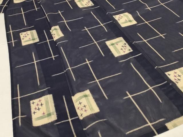 平和屋着物＊夏物　小紋　絽　十字絣　洗える着物　AABN3379jd