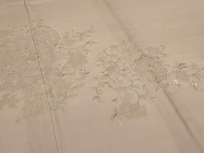 平和屋着物＊夏物　中国三大刺繍　スワトウ刺繍　汕頭刺繍　総刺繍　訪問着　絽　花鳥唐草文　正絹　逸品　AABN3381jd