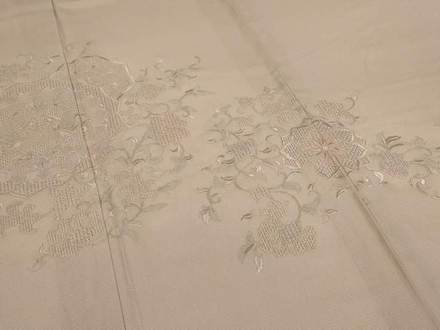 平和屋着物＊夏物　中国三大刺繍　スワトウ刺繍　汕頭刺繍　総刺繍　訪問着　絽　花鳥唐草文　正絹　逸品　AABN3381jd