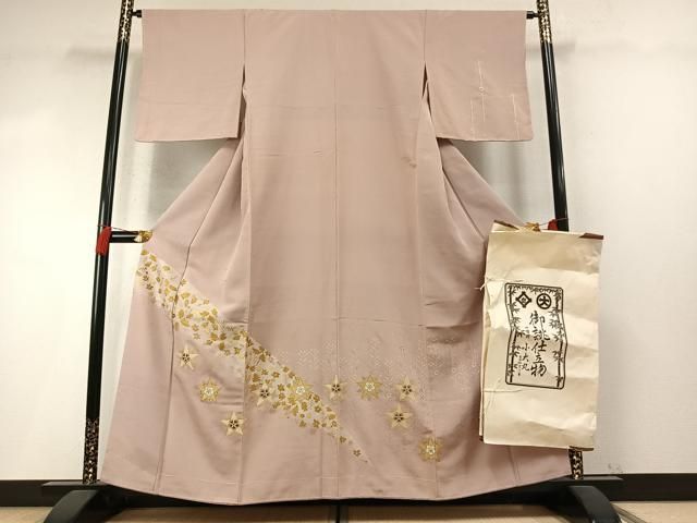 平和屋着物●梅原新太郎　訪問着　総刺繍　幾何学花文　小大丸　金糸　たとう紙付き　正絹　逸品　未使用　AABN3562fy