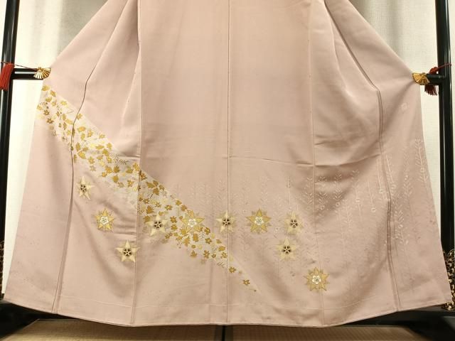 平和屋着物●梅原新太郎　訪問着　総刺繍　幾何学花文　小大丸　金糸　たとう紙付き　正絹　逸品　未使用　AABN3562fy