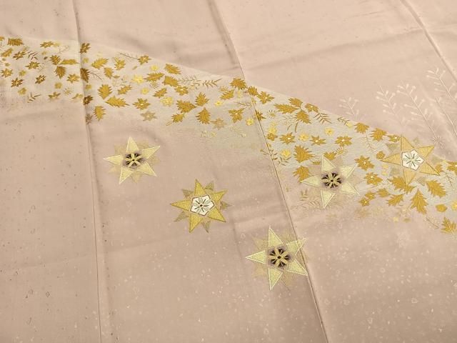平和屋着物●梅原新太郎　訪問着　総刺繍　幾何学花文　小大丸　金糸　たとう紙付き　正絹　逸品　未使用　AABN3562fy