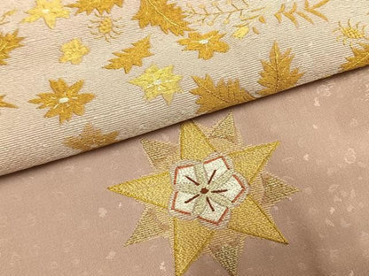 平和屋着物●梅原新太郎　訪問着　総刺繍　幾何学花文　小大丸　金糸　たとう紙付き　正絹　逸品　未使用　AABN3562fy