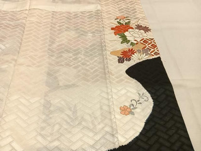 平和屋着物●創業460年・千總　振袖　長襦袢(無双仕立て)セット　絞り　駒刺繍　御所車鴛鴦花文　金彩　正絹　逸品　AABN3565fy