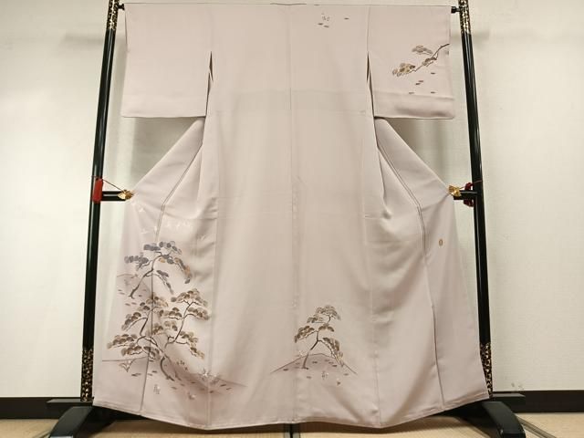 平和屋着物●本加賀友禅作家　金丸充夫　訪問着　松竹　花鳥文　暈し染め　正絹　逸品　AABN3568fy