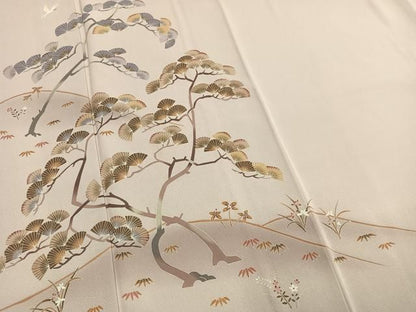 平和屋着物●本加賀友禅作家　金丸充夫　訪問着　松竹　花鳥文　暈し染め　正絹　逸品　AABN3568fy