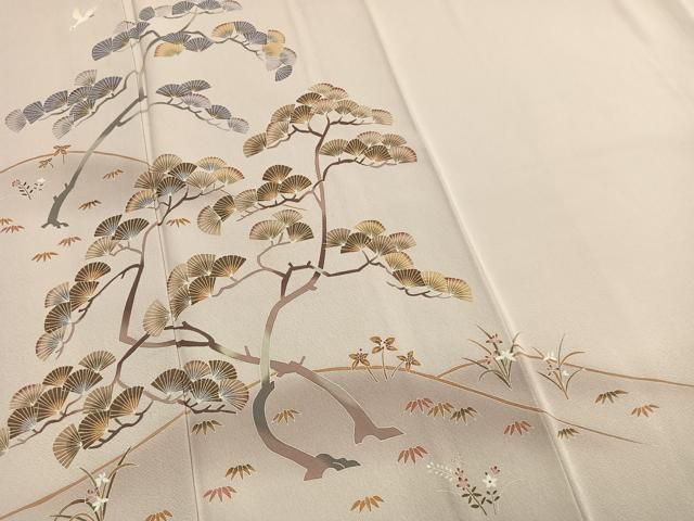 平和屋着物●本加賀友禅作家　金丸充夫　訪問着　松竹　花鳥文　暈し染め　正絹　逸品　AABN3568fy