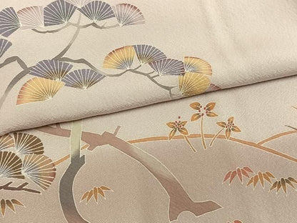 平和屋着物●本加賀友禅作家　金丸充夫　訪問着　松竹　花鳥文　暈し染め　正絹　逸品　AABN3568fy