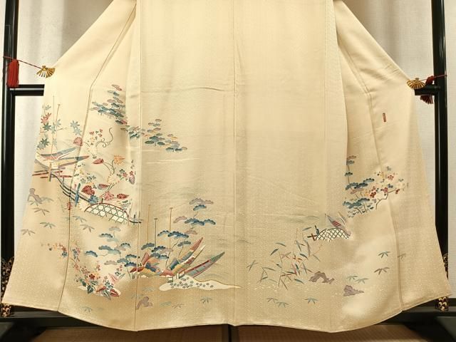平和屋着物●本加賀友禅作家　押田正義　訪問着　松竹梅　風景文　暈し染め　正絹　逸品　AABN3570fy
