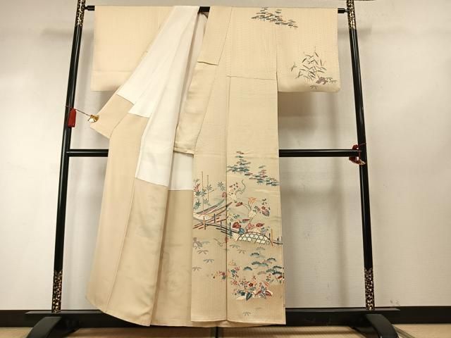 平和屋着物●本加賀友禅作家　押田正義　訪問着　松竹梅　風景文　暈し染め　正絹　逸品　AABN3570fy