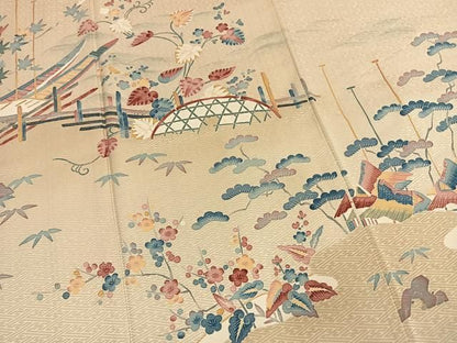 平和屋着物●本加賀友禅作家　押田正義　訪問着　松竹梅　風景文　暈し染め　正絹　逸品　AABN3570fy