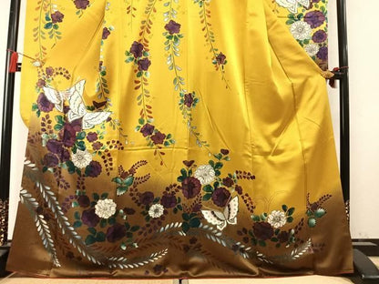 平和屋着物●豪華振袖　辻が花　舞蝶文　暈し染め　金銀彩　正絹　逸品　AABN3572fy