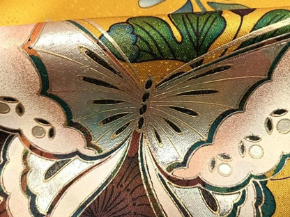 平和屋着物●豪華振袖　辻が花　舞蝶文　暈し染め　金銀彩　正絹　逸品　AABN3572fy