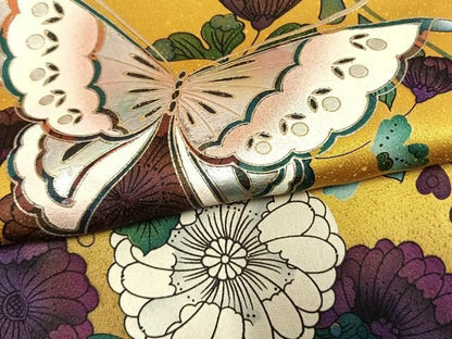 平和屋着物●豪華振袖　辻が花　舞蝶文　暈し染め　金銀彩　正絹　逸品　AABN3572fy