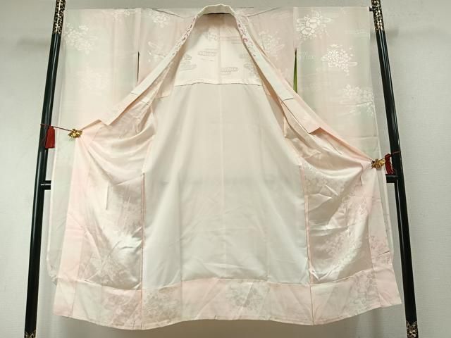 平和屋着物●振袖用長襦袢　無双仕立て　草花地紋　暈し染め　半衿刺繍　正絹　逸品　AABN3575fy