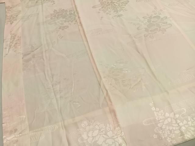 平和屋着物●振袖用長襦袢　無双仕立て　草花地紋　暈し染め　半衿刺繍　正絹　逸品　AABN3575fy