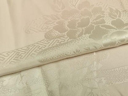 平和屋着物●振袖用長襦袢　無双仕立て　草花地紋　暈し染め　半衿刺繍　正絹　逸品　AABN3575fy
