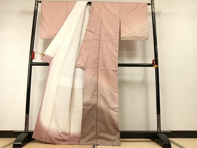 平和屋着物●本場縞大島紬　染大島　訪問着　霞文　金彩　正絹　逸品　AABN3580fy