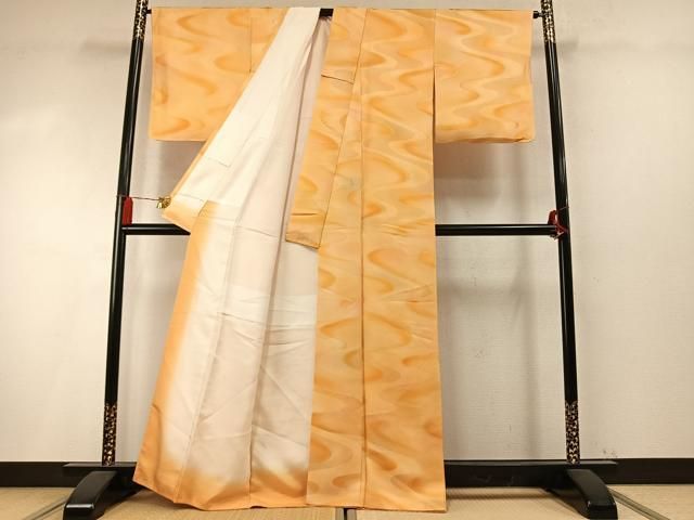 平和屋着物●上質な小紋　流水文　暈し染め　正絹　逸品　AABN3581fy