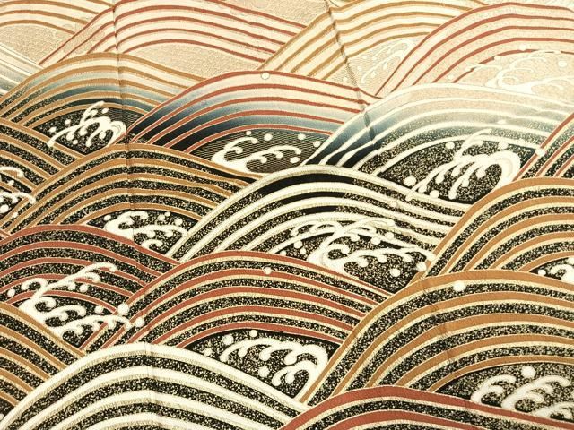 平和屋着物●豪華振袖　立波花文　暈し染め　金彩　正絹　逸品　AABN3584fy