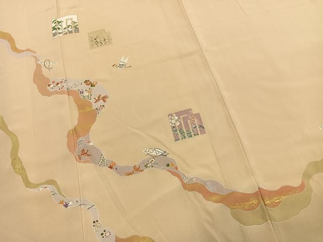 平和屋着物●訪問着　源氏香　道長花鳥文　金彩　正絹　逸品　AABN3591fy