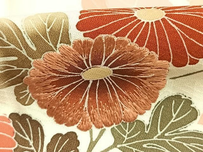 平和屋着物●訪問着　刺繍　草花文　正絹　逸品　AABN3593fy