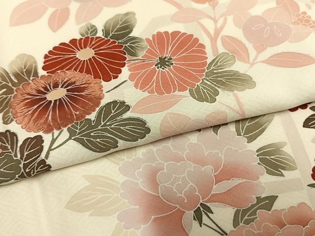 平和屋着物●訪問着　刺繍　草花文　正絹　逸品　AABN3593fy