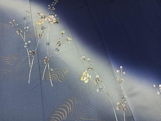平和屋着物●訪問着　螺鈿　枝花文　暈し染め　銀彩　背抜き仕立て　正絹　逸品　未使用　AABN3594fy