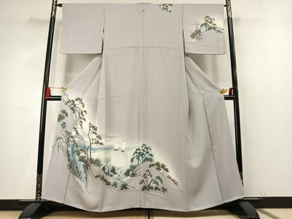 平和屋着物●訪問着　富士山　枝松文　暈し染め　金彩　正絹　逸品　AABN3598fy
