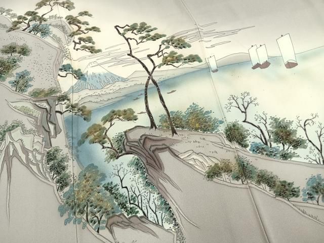 平和屋着物●訪問着　富士山　枝松文　暈し染め　金彩　正絹　逸品　AABN3598fy