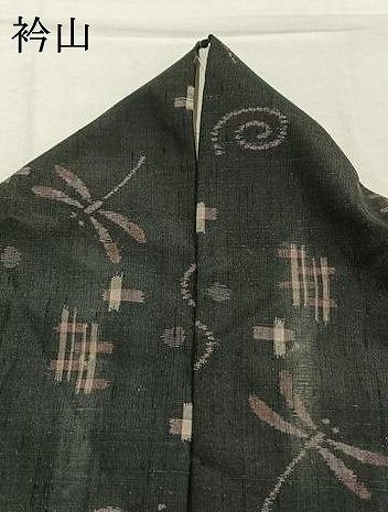 平和屋着物●上質な紬　勝虫　黒地　鈴乃屋扱い　正絹　逸品　AABN3599fy