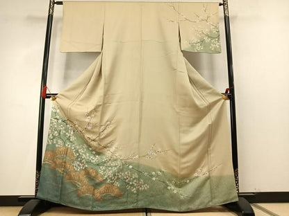 平和屋着物●訪問着　枝梅松文　金彩　正絹　逸品　AABN3600fy