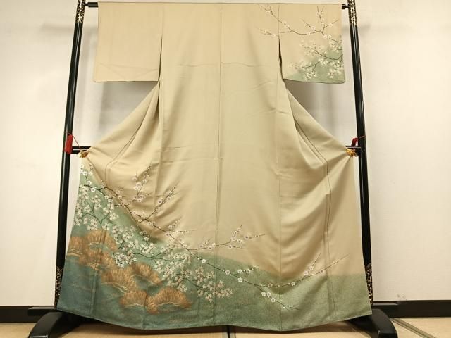 平和屋着物●訪問着　枝梅松文　金彩　正絹　逸品　AABN3600fy